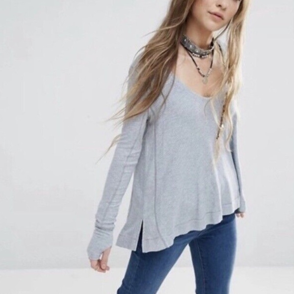 We The Free | Gray Malibu Thermal Oversized Sweater Tunic